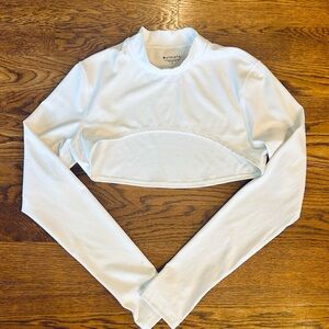 Athleta White Long-Sleeve Shrug Performance Top